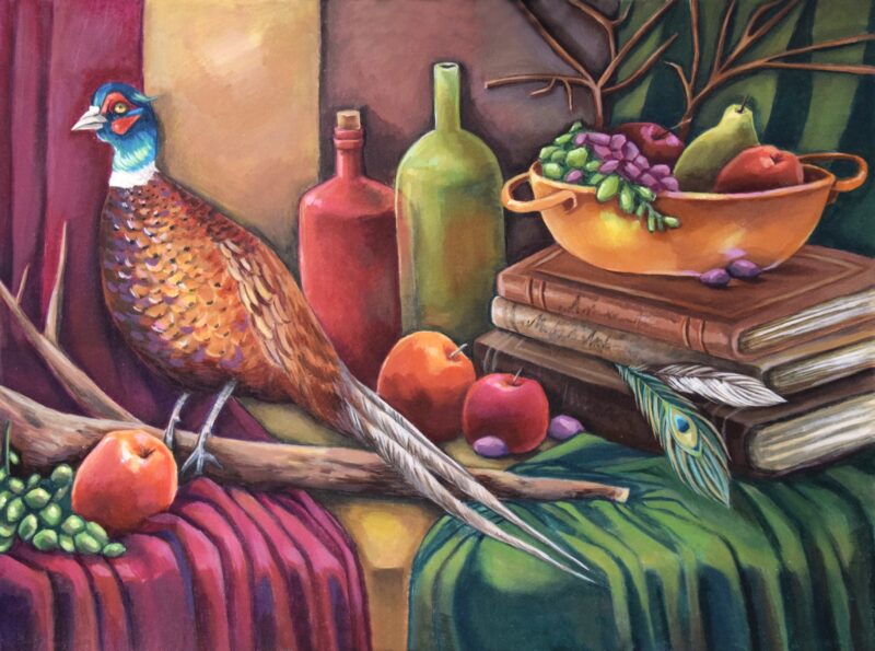kurs-rysunku-poznań-online-malarstwo-akrylowe-obraz-do-salonu-sklep-martwa-natura-z-bażantem