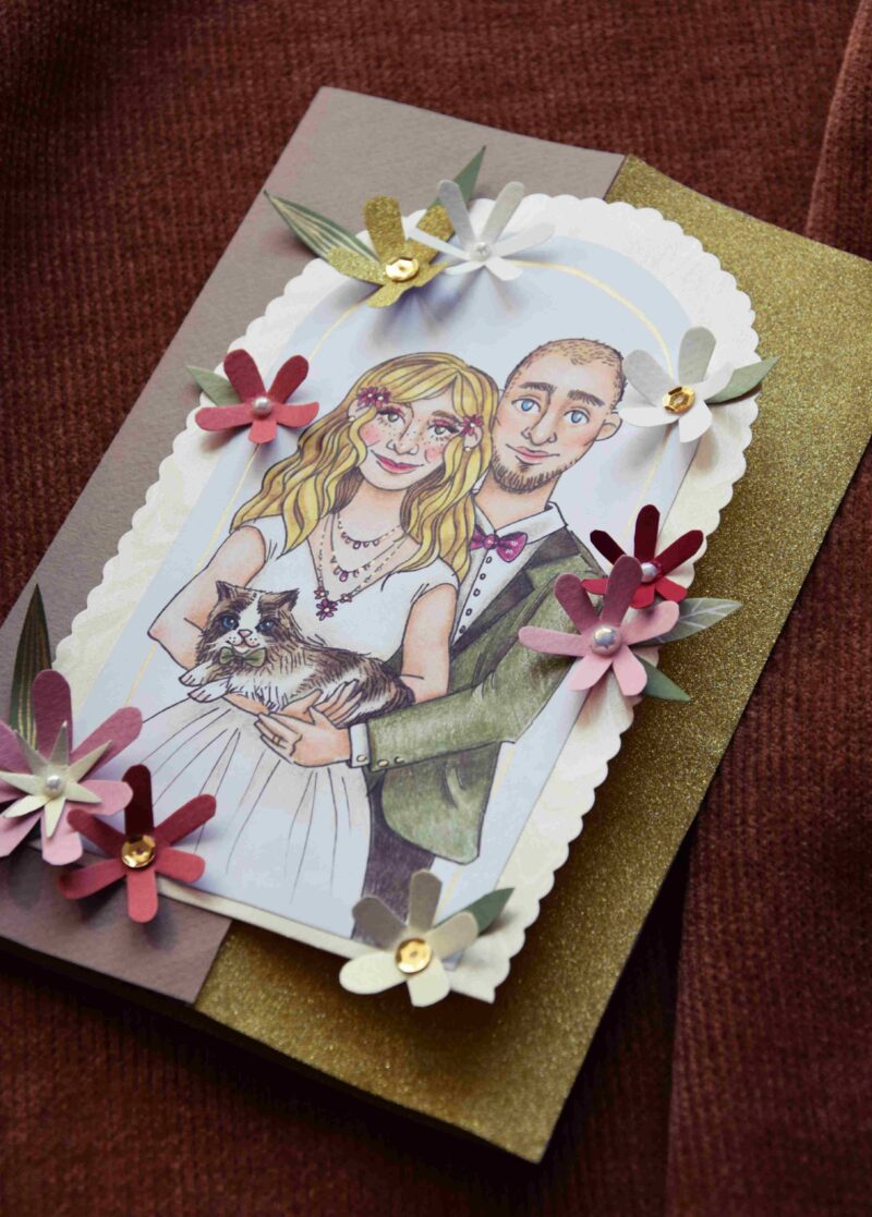 Kartka okolicznościowa ślubna DIY