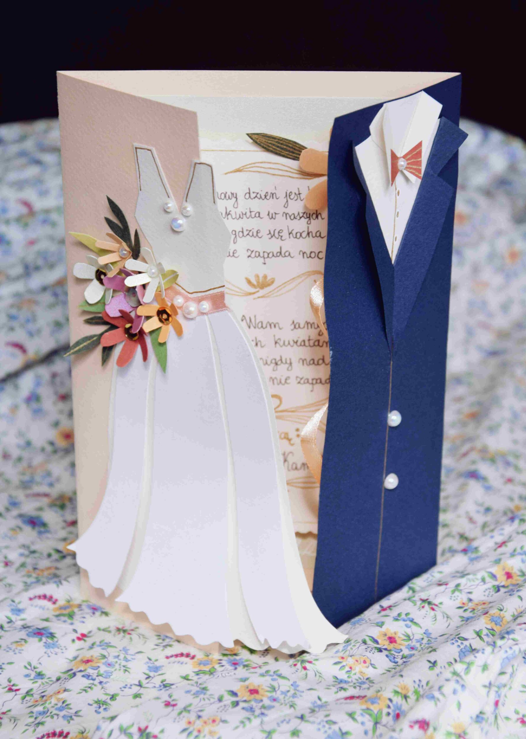 Kartka okolicznościowa ślubna DIY